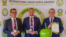 from left: Gian Luca Buschi (Robopac Machinery Sales & Marketing Director), Laylan Senior and Anthony Matthew from Aetna Group UK, who received the award at the House of Lords in London. (Source: Aetna Group)